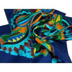 APASZKA JEDWABNA OLIV-BLUE
