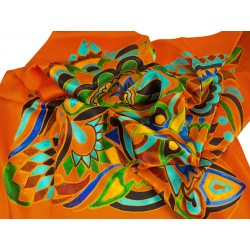 APASZKA JEDWABNA OLIV-ORANGE