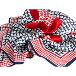 SILK SCARF PEPITKO - BLUE-RED